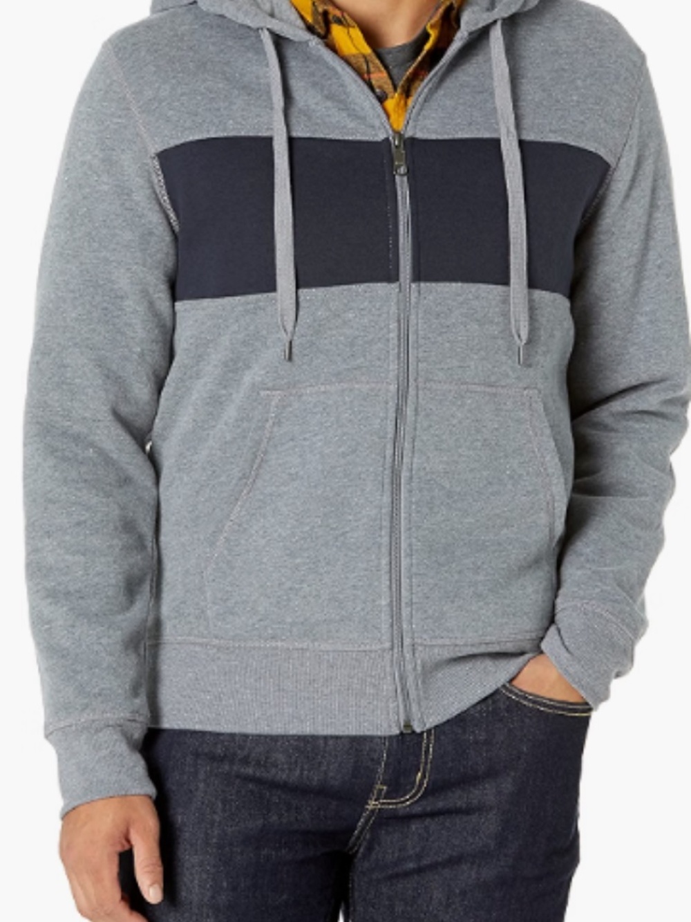 Gray & Navy Blue Men’s Full Zip Hoodie, Like New, Size XS